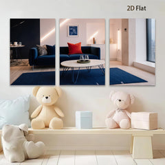 2D flat 1pc modern living room wall art blue abstract canvas prints for bedroom decor farmhouse gallery wrapped stretched prints ready to hang large size