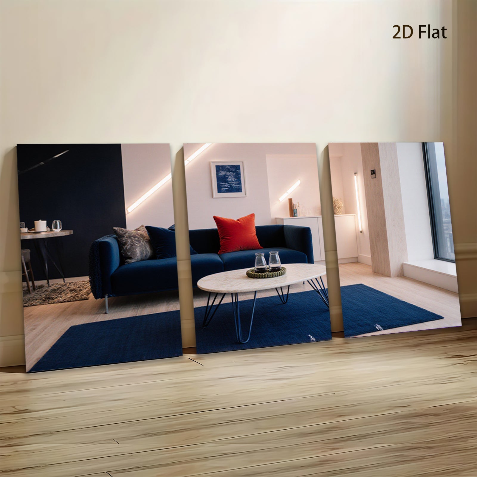 2D flat 1pc modern living room wall art blue abstract canvas prints for bedroom decor farmhouse gallery wrapped stretched prints ready to hang large size