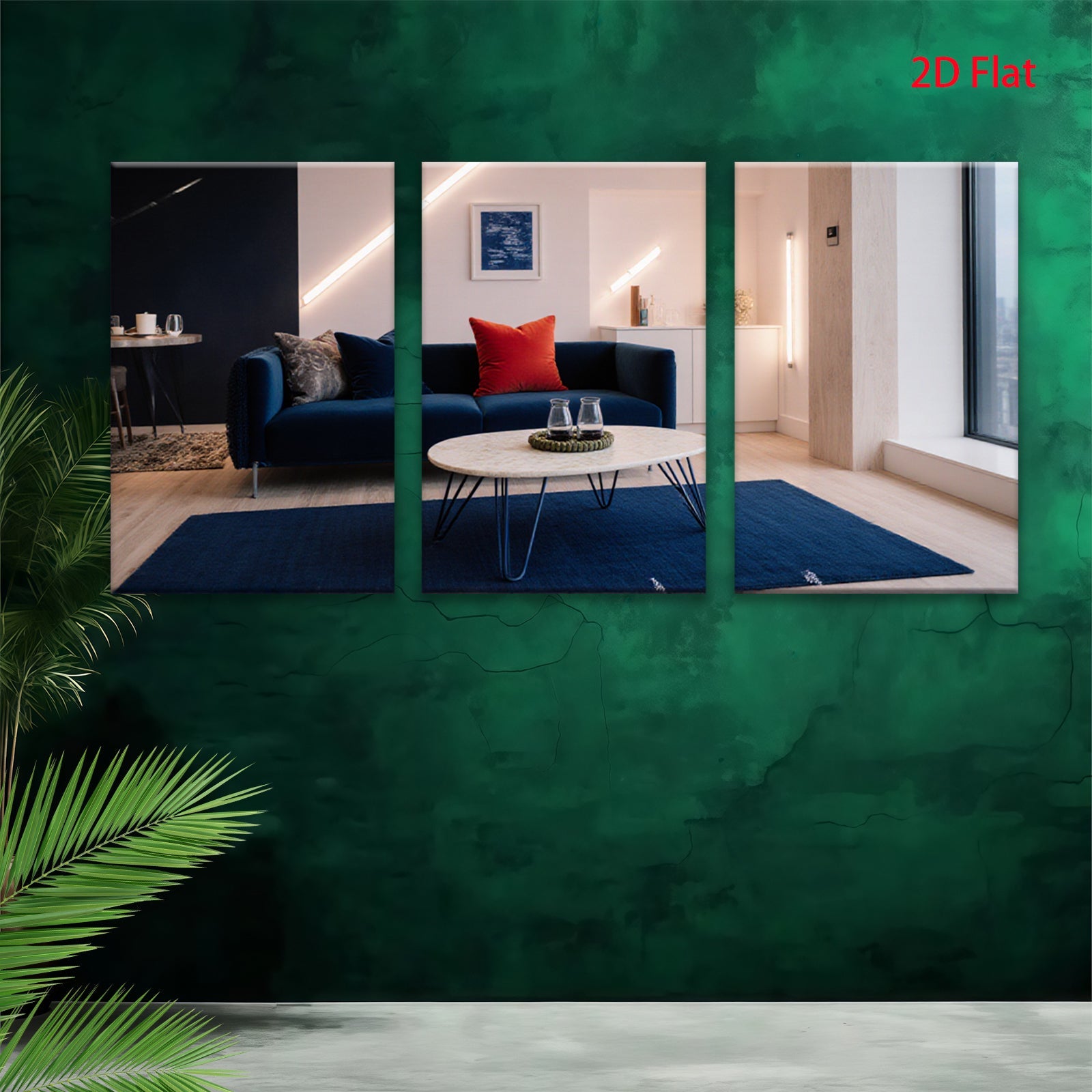2D flat 1pc modern living room wall art blue abstract canvas prints for bedroom decor farmhouse gallery wrapped stretched prints ready to hang large size