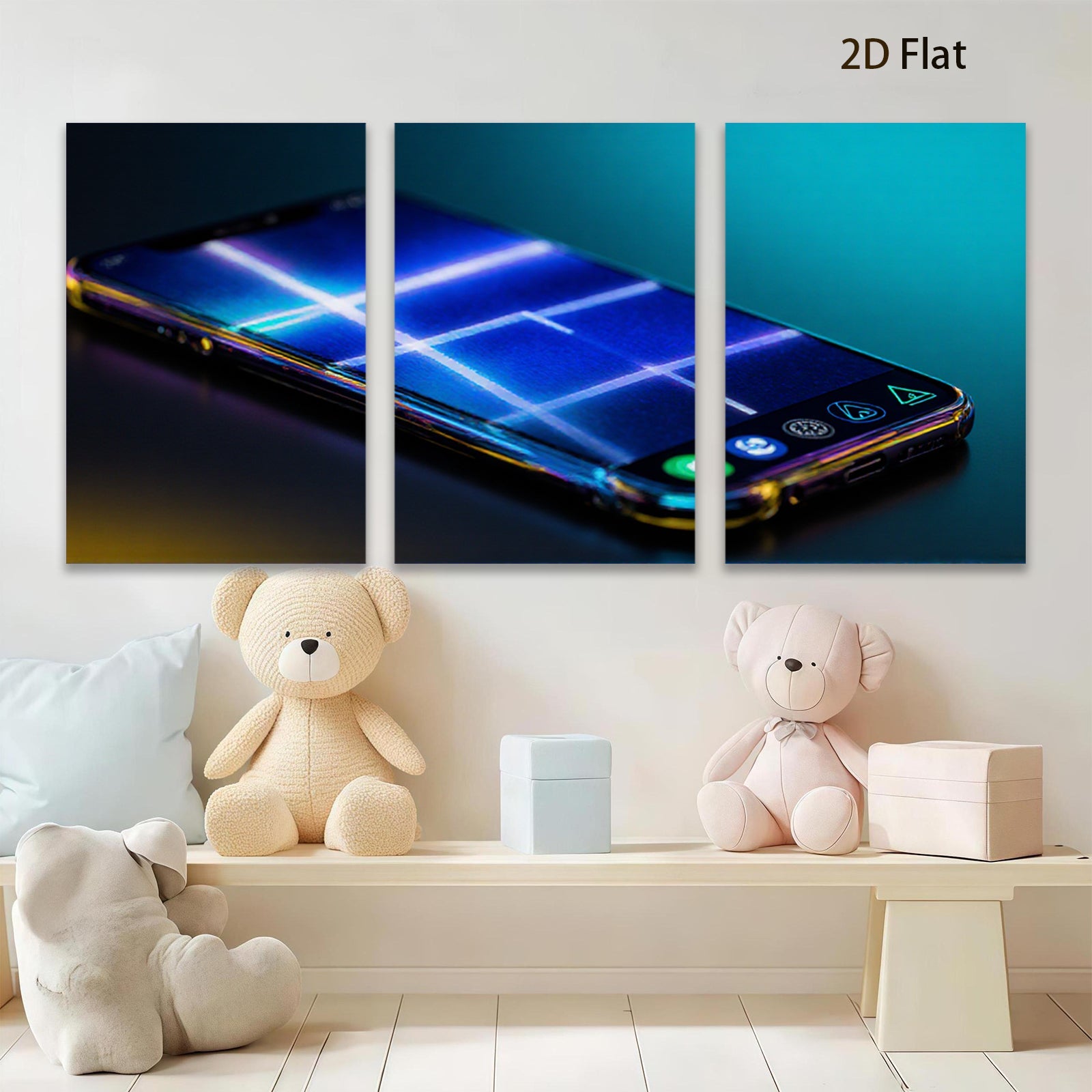 2D flat 1pc modern tech glow phone wall art bedroom living room decor farmhouse minimalist abstract canvas prints trending now