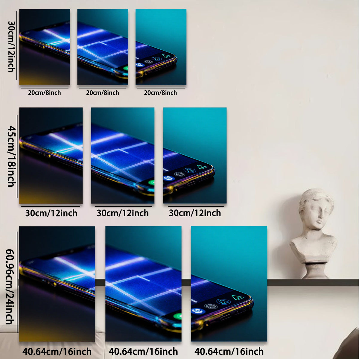 2D flat 1pc modern tech glow phone wall art bedroom living room decor farmhouse minimalist abstract canvas prints trending now