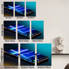 2D flat 1pc modern tech glow phone wall art bedroom living room decor farmhouse minimalist abstract canvas prints trending now