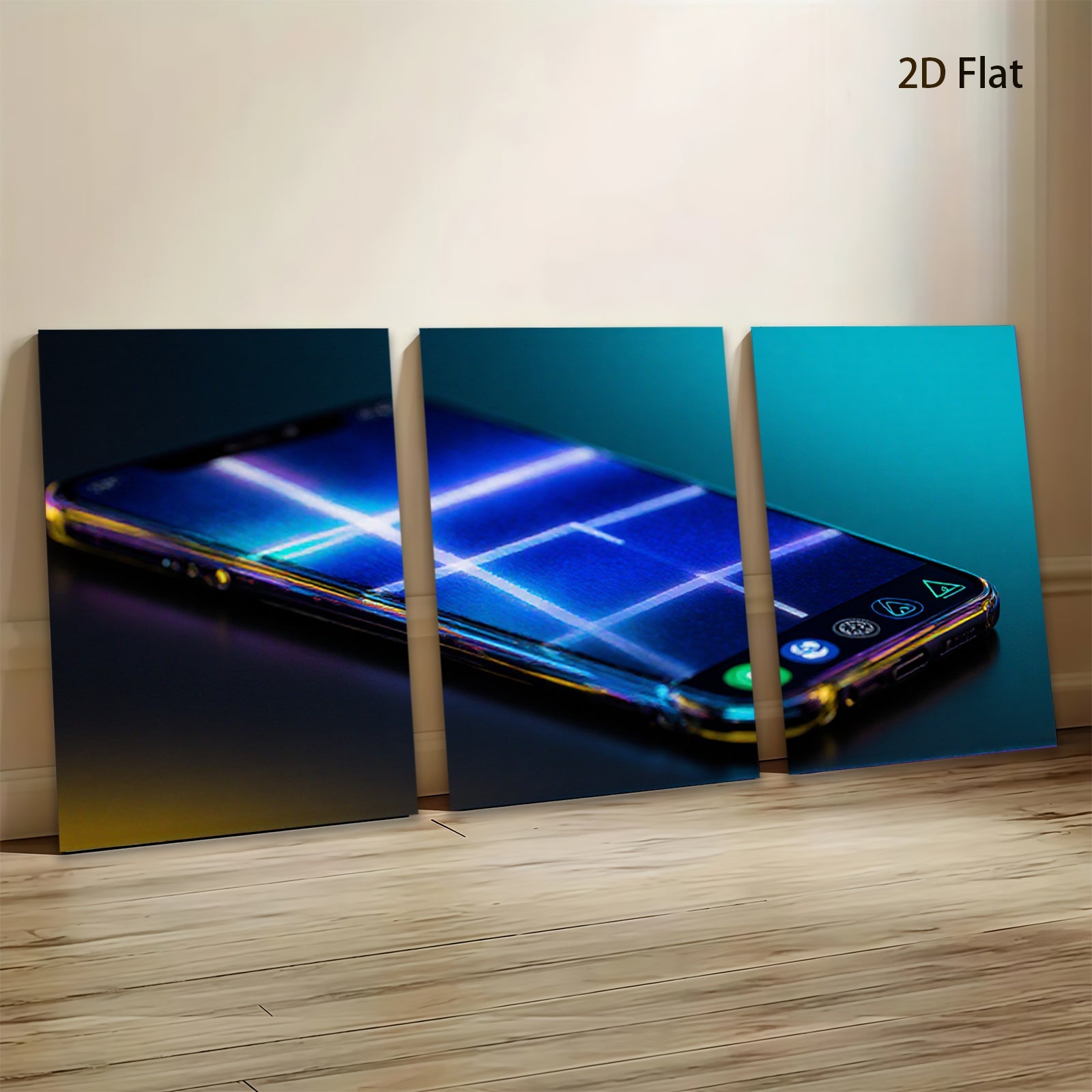 2D flat 1pc modern tech glow phone wall art bedroom living room decor farmhouse minimalist abstract canvas prints trending now