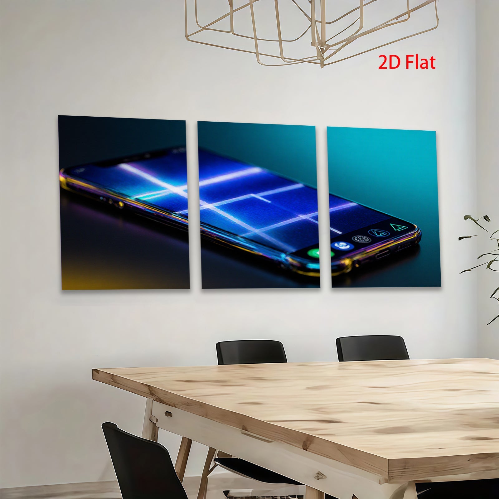 2D flat 1pc modern tech glow phone wall art bedroom living room decor farmhouse minimalist abstract canvas prints trending now