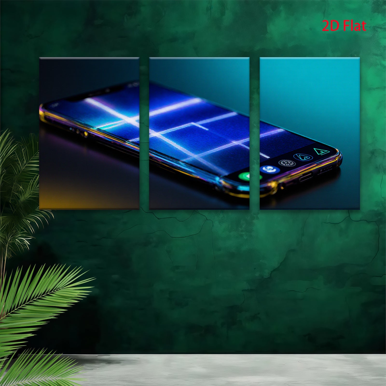 2D flat 1pc modern tech glow phone wall art bedroom living room decor farmhouse minimalist abstract canvas prints trending now