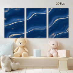 2D flat 1pc navy blue abstract wave modern wall art for living room bedroom gallery wrapped canvas prints farmhouse decor minimalist design statement piece