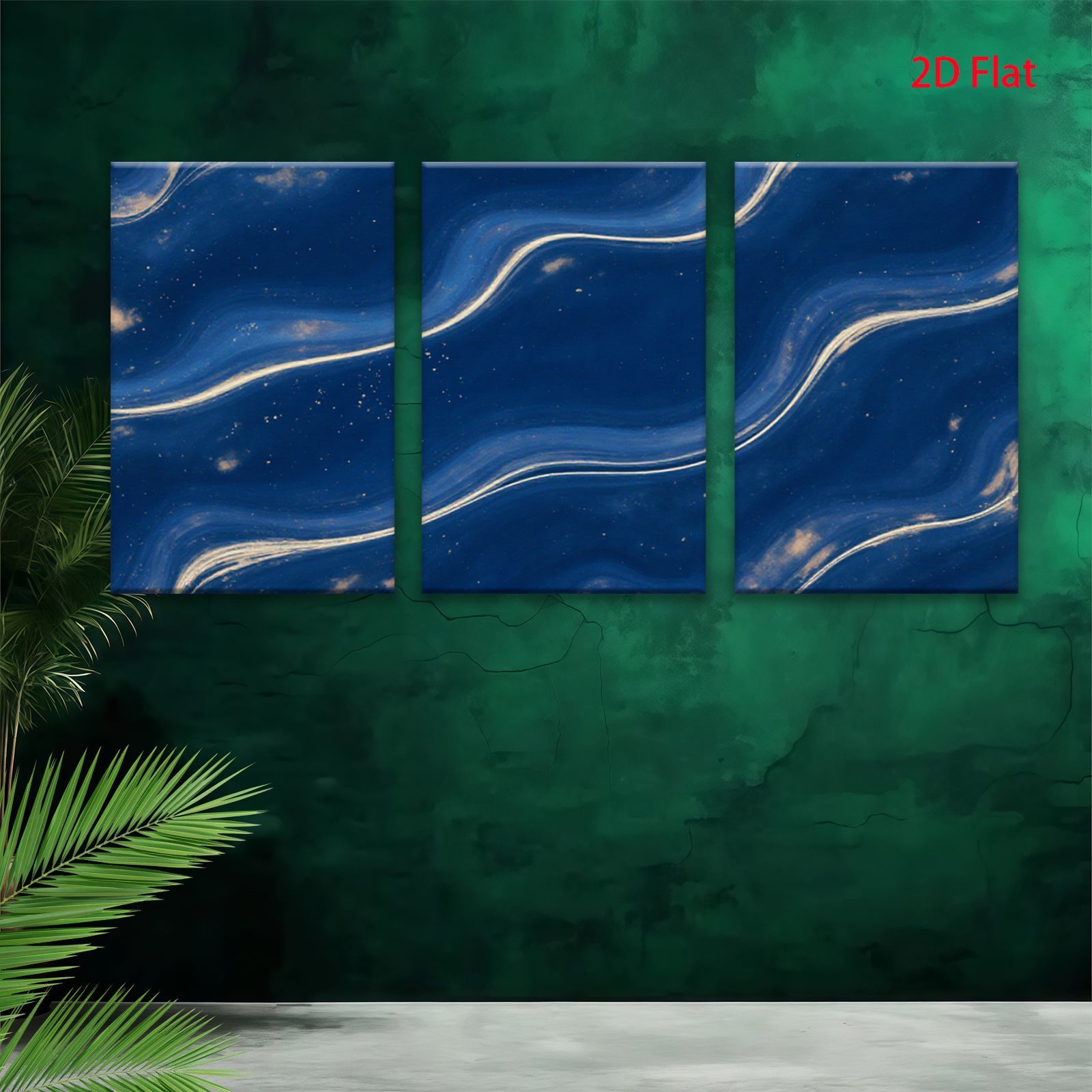 2D flat 1pc navy blue abstract wave modern wall art for living room bedroom gallery wrapped canvas prints farmhouse decor minimalist design statement piece