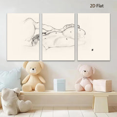 2D flat 1pc nude female back line art minimalist bedroom living room wall decor modern farmhouse gallery wrapped canvas prints