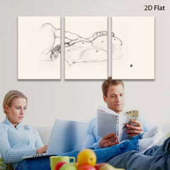 2D flat 1pc nude female back line art minimalist bedroom living room wall decor modern farmhouse gallery wrapped canvas prints