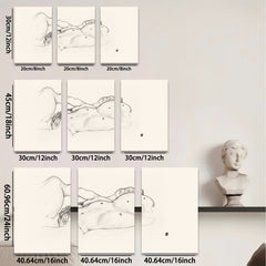 2D flat 1pc nude female back line art minimalist bedroom living room wall decor modern farmhouse gallery wrapped canvas prints