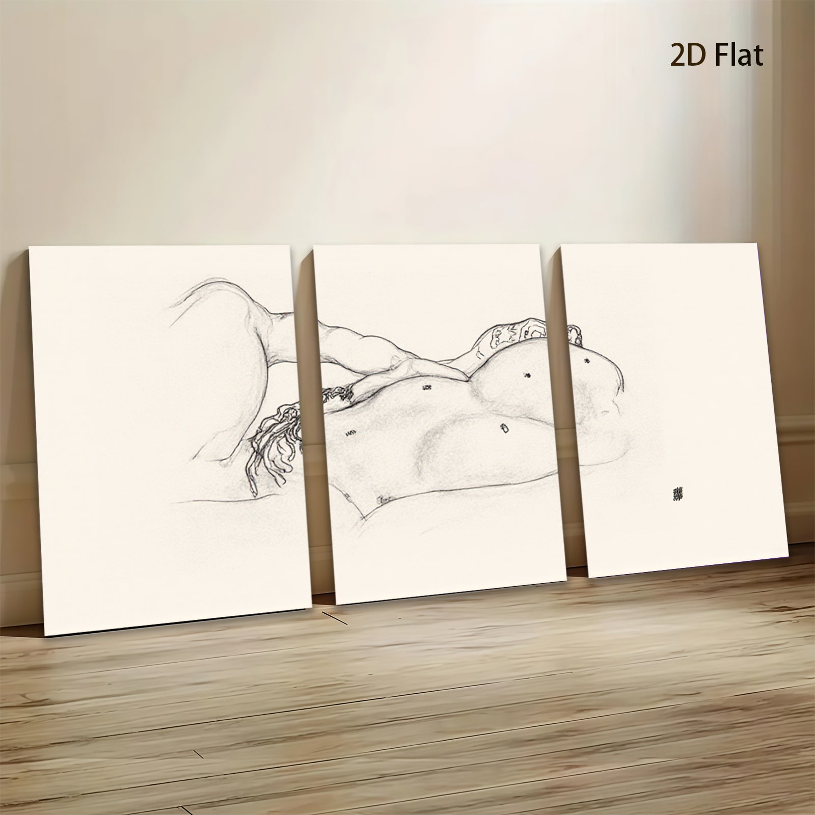 2D flat 1pc nude female back line art minimalist bedroom living room wall decor modern farmhouse gallery wrapped canvas prints