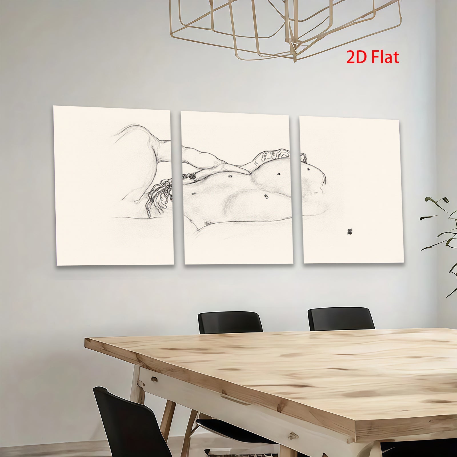2D flat 1pc nude female back line art minimalist bedroom living room wall decor modern farmhouse gallery wrapped canvas prints