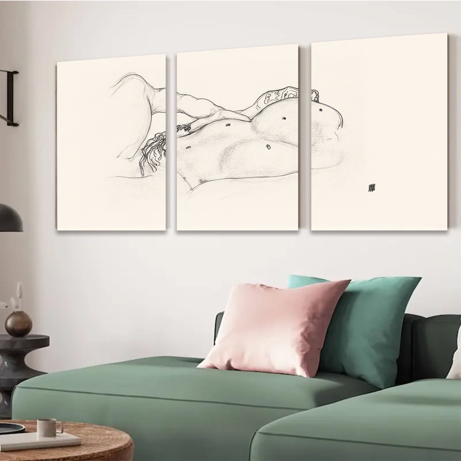 2D flat 1pc nude female back line art minimalist bedroom living room wall decor modern farmhouse gallery wrapped canvas prints
