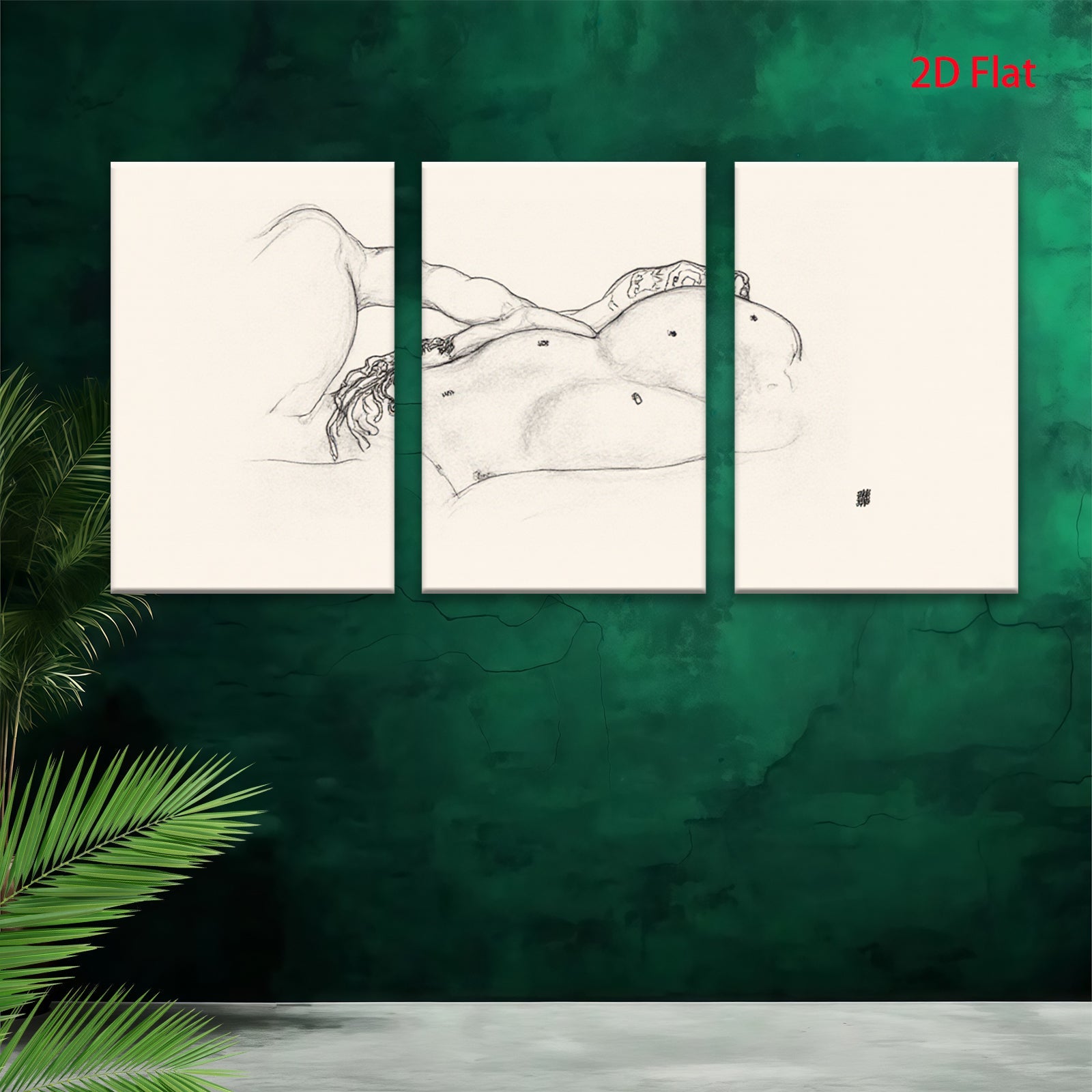 2D flat 1pc nude female back line art minimalist bedroom living room wall decor modern farmhouse gallery wrapped canvas prints