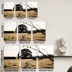 2D flat 1pc pastoral scene horses grazing golden field wall decor living room bedroom farmhouse style modern art prints canvas paintings