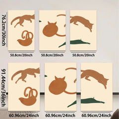 2D flat 1pc playful cat silhouettes modern wall art decor for living room bedroom nursery gallery wrapped canvas farmhouse style