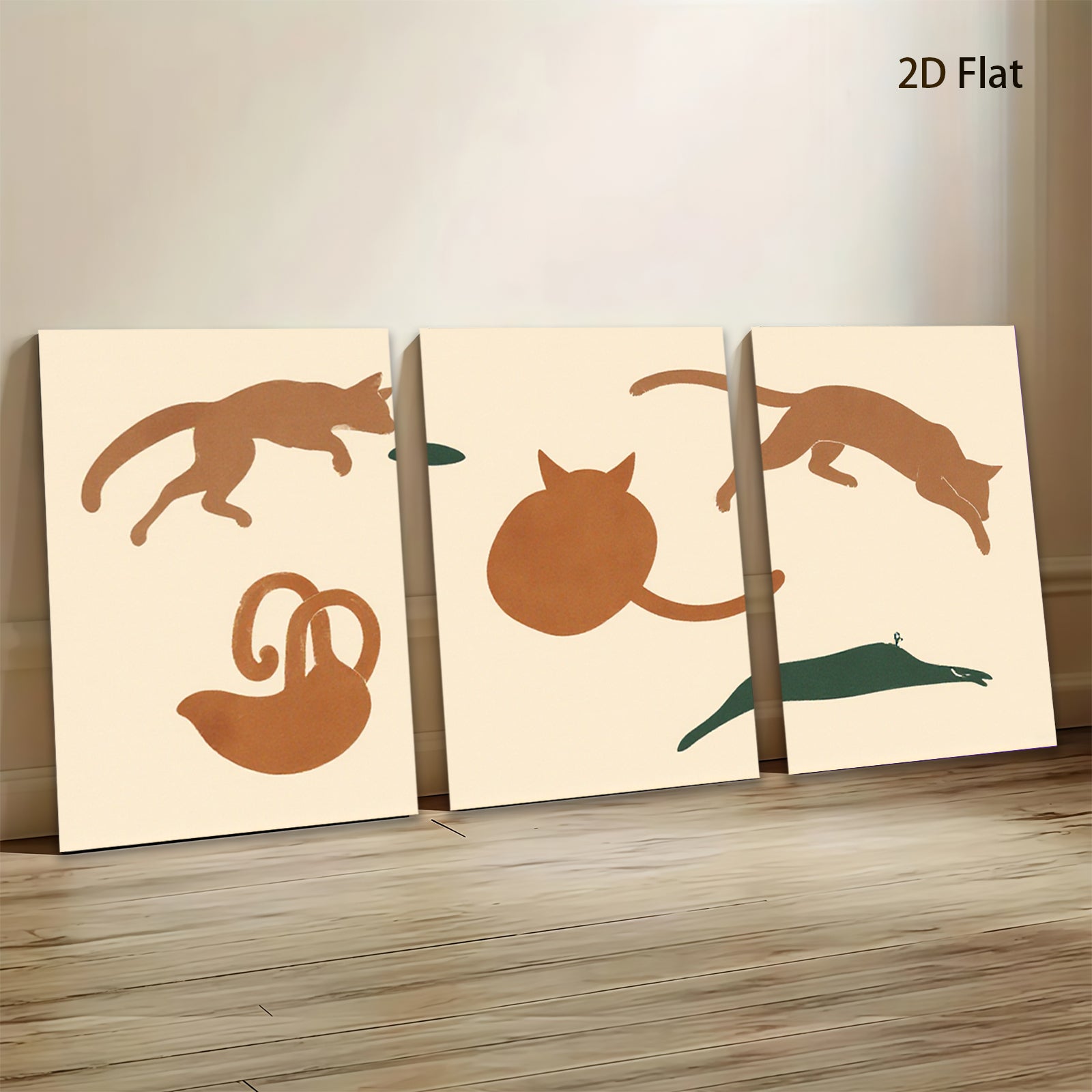 2D flat 1pc playful cat silhouettes modern wall art decor for living room bedroom nursery gallery wrapped canvas farmhouse style