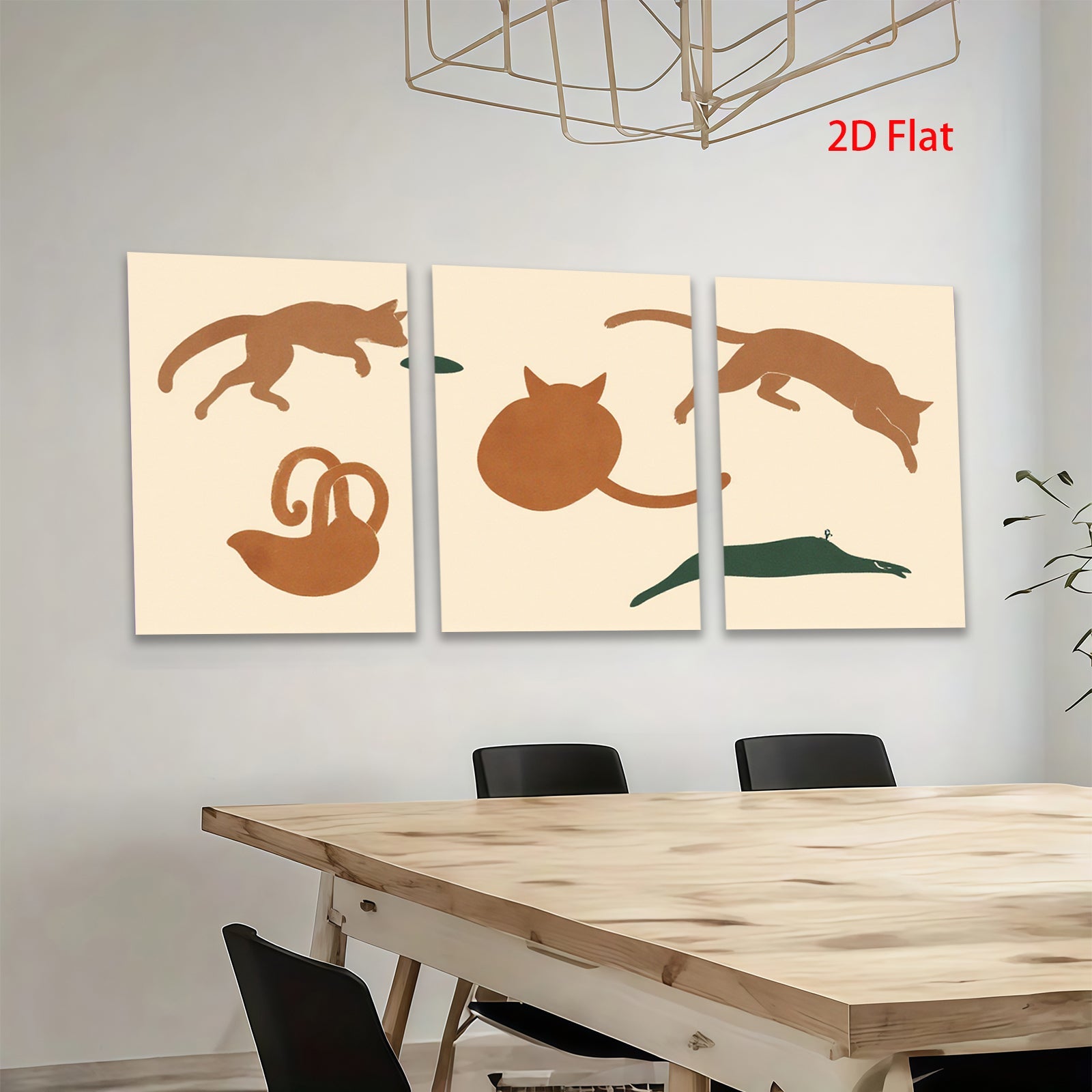 2D flat 1pc playful cat silhouettes modern wall art decor for living room bedroom nursery gallery wrapped canvas farmhouse style