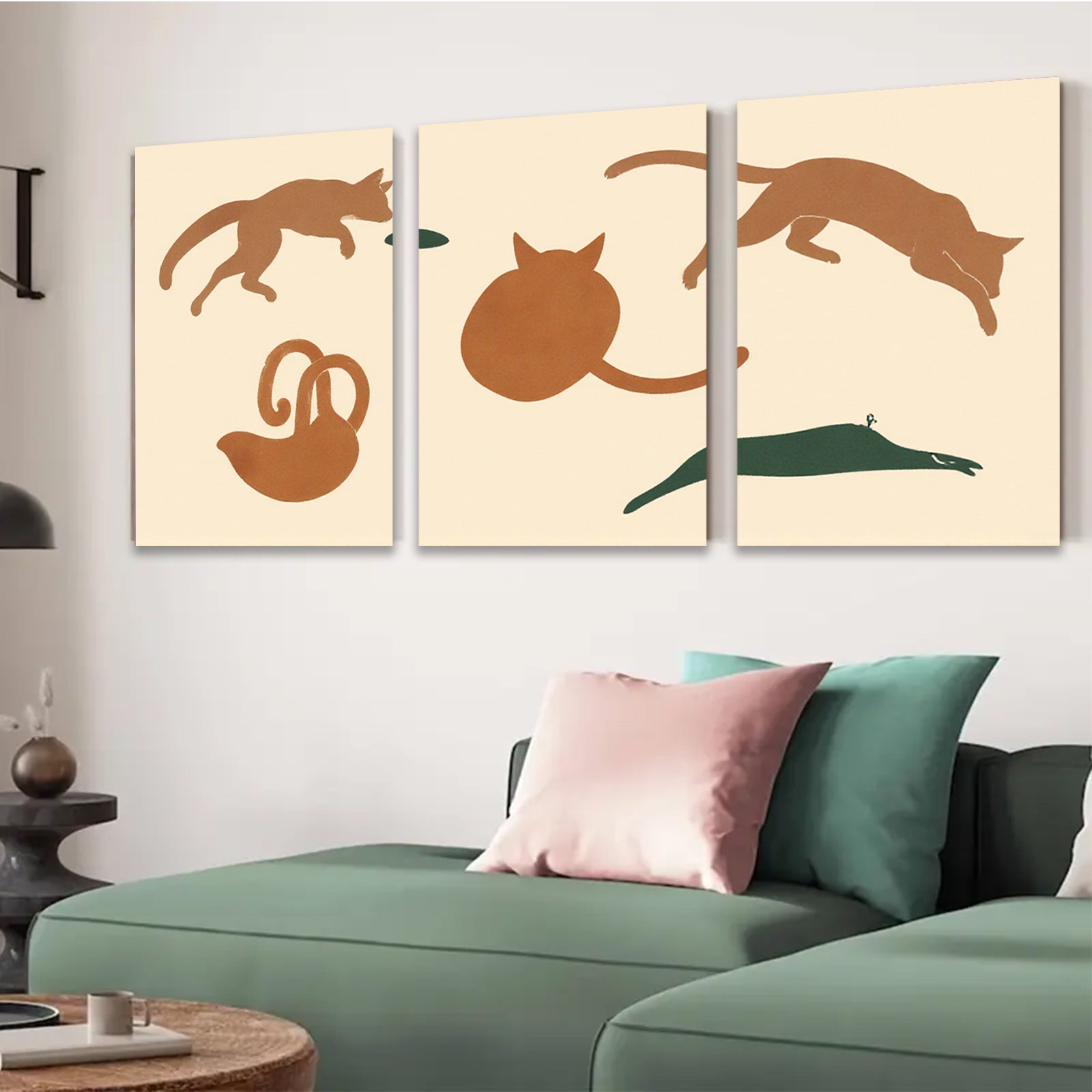 2D flat 1pc playful cat silhouettes modern wall art decor for living room bedroom nursery gallery wrapped canvas farmhouse style