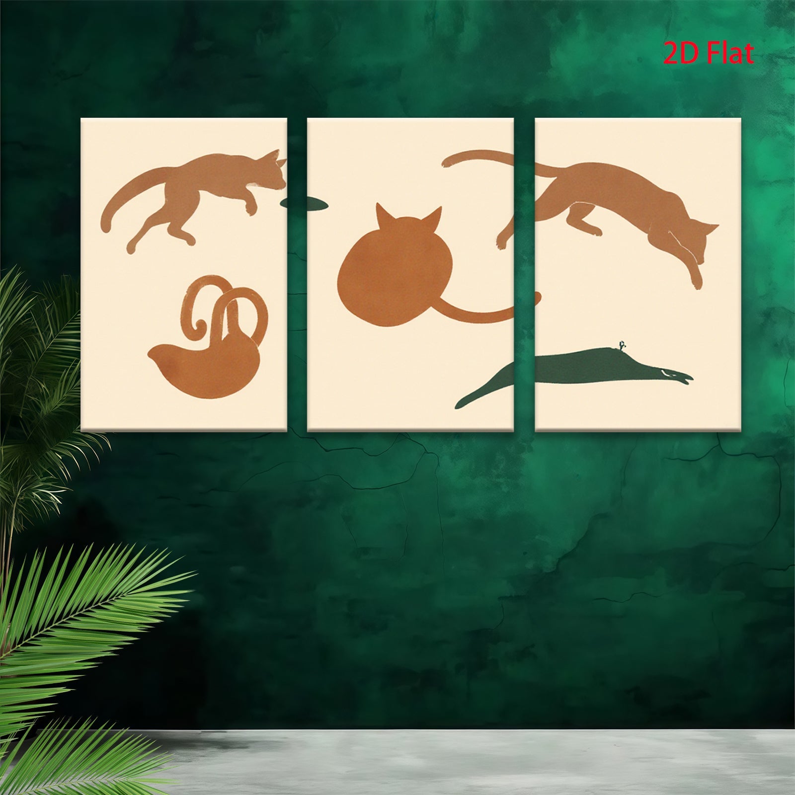 2D flat 1pc playful cat silhouettes modern wall art decor for living room bedroom nursery gallery wrapped canvas farmhouse style