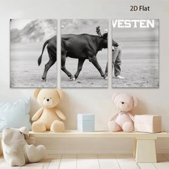 2D flat 1pc playful farm animal horse portrait rustic wall decor country living room kitchen farmhouse style modern minimalist gallery wrapped canvas print