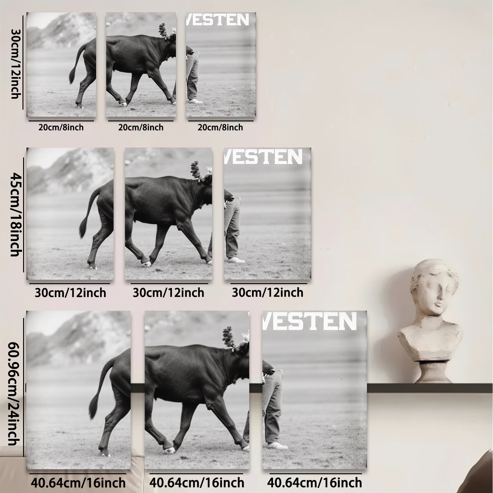 2D flat 1pc playful farm animal horse portrait rustic wall decor country living room kitchen farmhouse style modern minimalist gallery wrapped canvas print