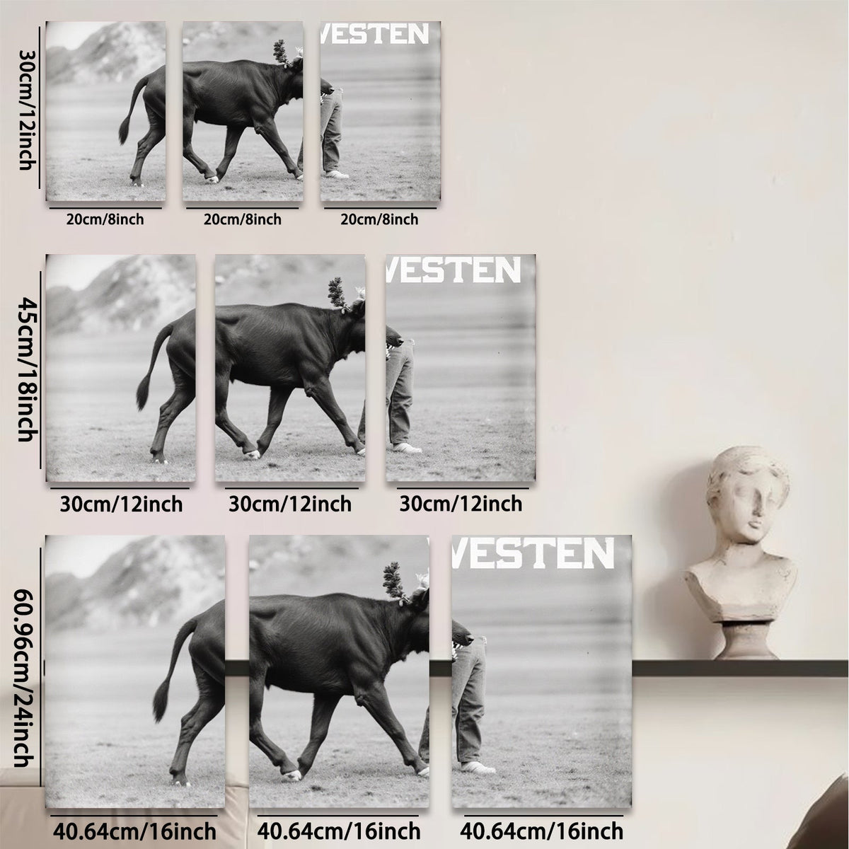 2D flat 1pc playful farm animal horse portrait rustic wall decor country living room kitchen farmhouse style modern minimalist gallery wrapped canvas print