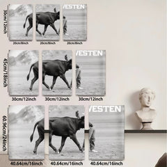 2D flat 1pc playful farm animal horse portrait rustic wall decor country living room kitchen farmhouse style modern minimalist gallery wrapped canvas print