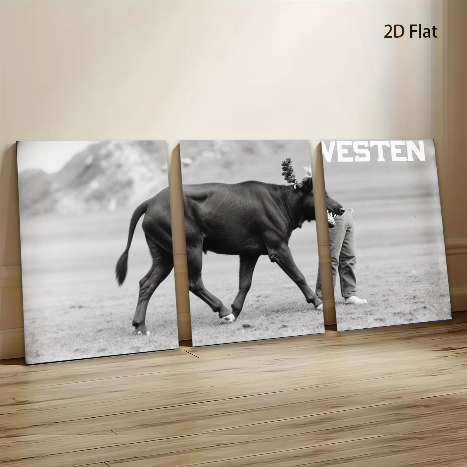 2D flat 1pc playful farm animal horse portrait rustic wall decor country living room kitchen farmhouse style modern minimalist gallery wrapped canvas print