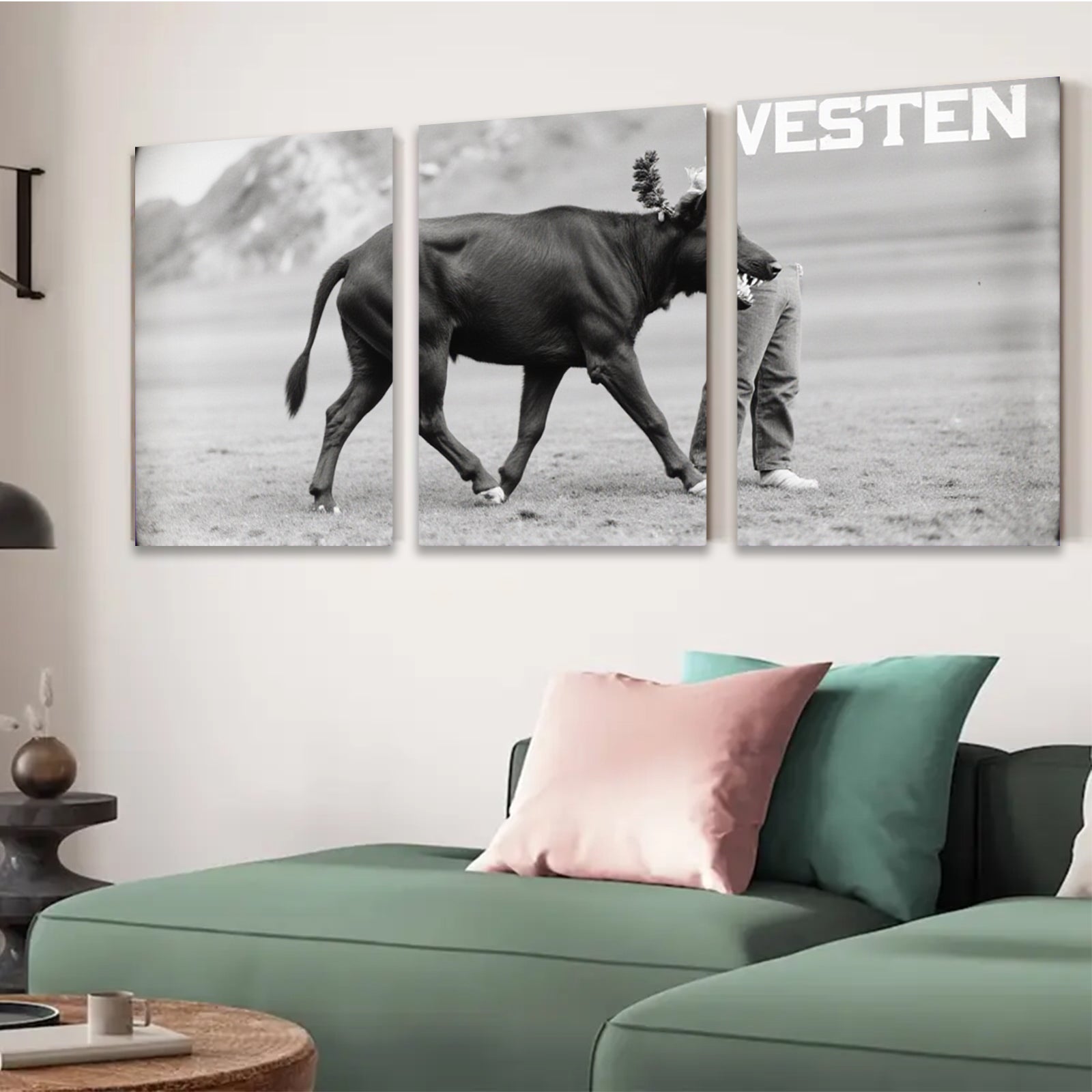 2D flat 1pc playful farm animal horse portrait rustic wall decor country living room kitchen farmhouse style modern minimalist gallery wrapped canvas print