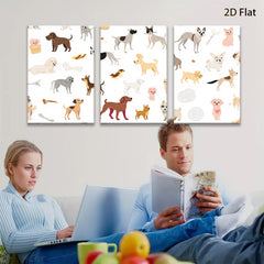 2D flat 1pc playful puppy dog patterns charming wall decor bedroom living room farmhouse style modern art canvas prints