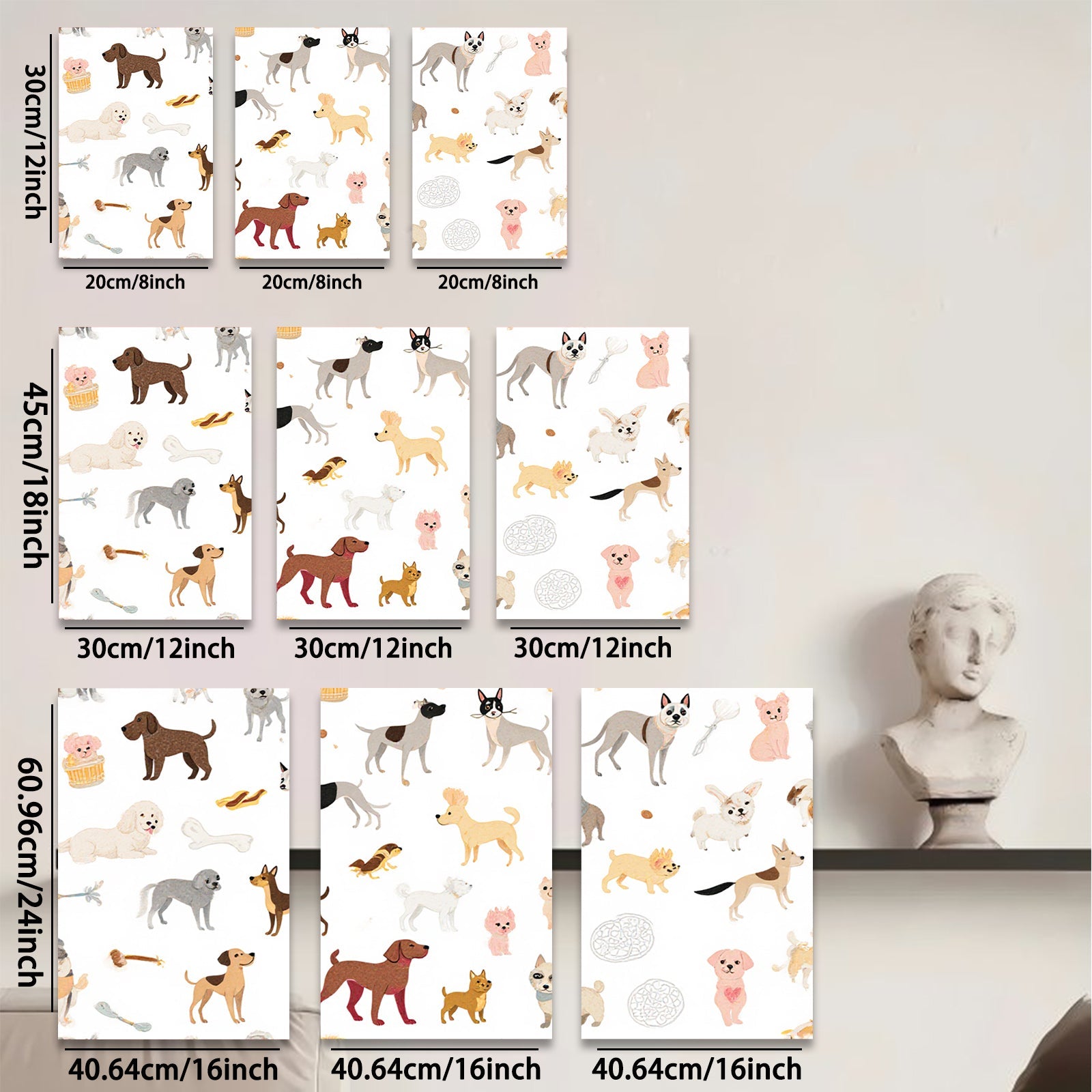 2D flat 1pc playful puppy dog patterns charming wall decor bedroom living room farmhouse style modern art canvas prints
