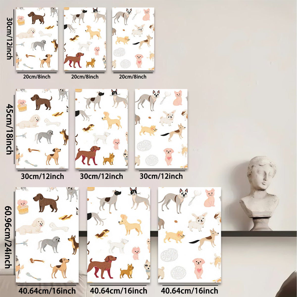 2D flat 1pc playful puppy dog patterns charming wall decor bedroom living room farmhouse style modern art canvas prints