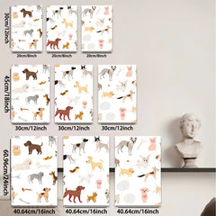 2D flat 1pc playful puppy dog patterns charming wall decor bedroom living room farmhouse style modern art canvas prints