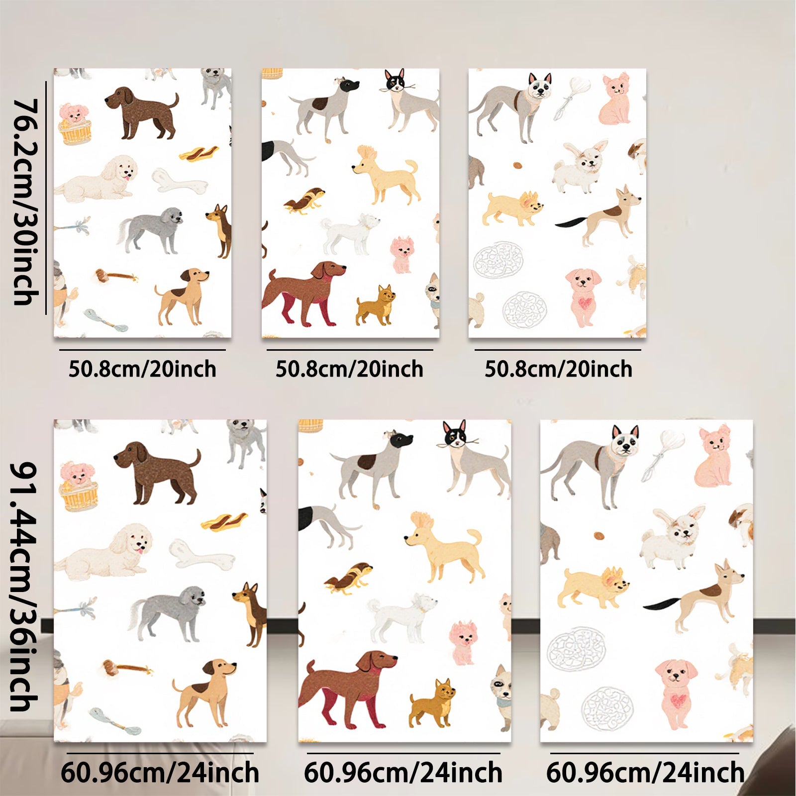 2D flat 1pc playful puppy dog patterns charming wall decor bedroom living room farmhouse style modern art canvas prints