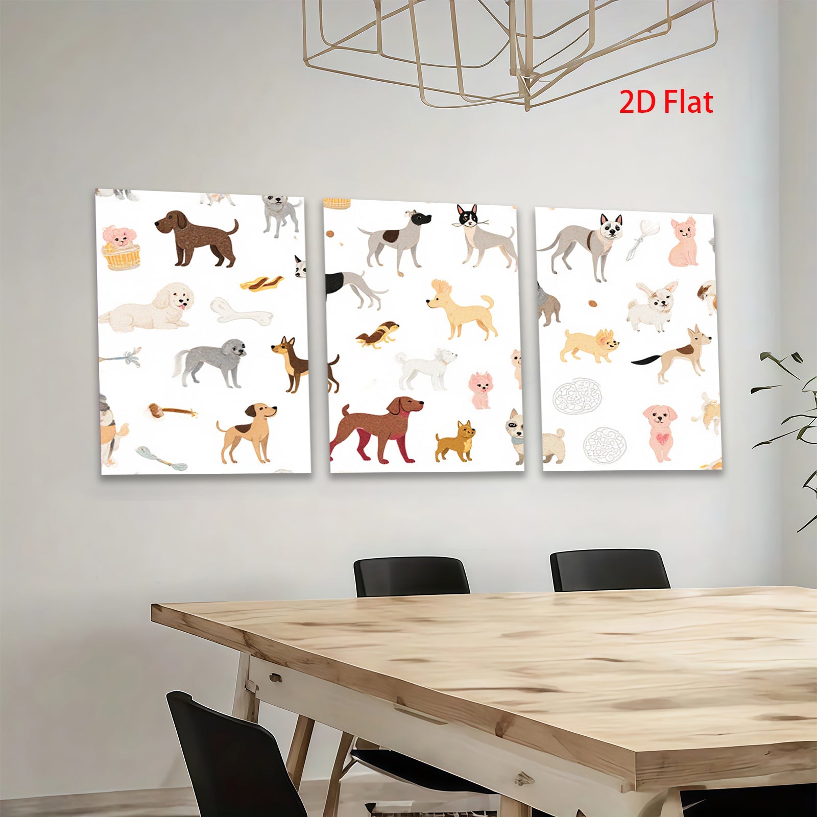 2D flat 1pc playful puppy dog patterns charming wall decor bedroom living room farmhouse style modern art canvas prints