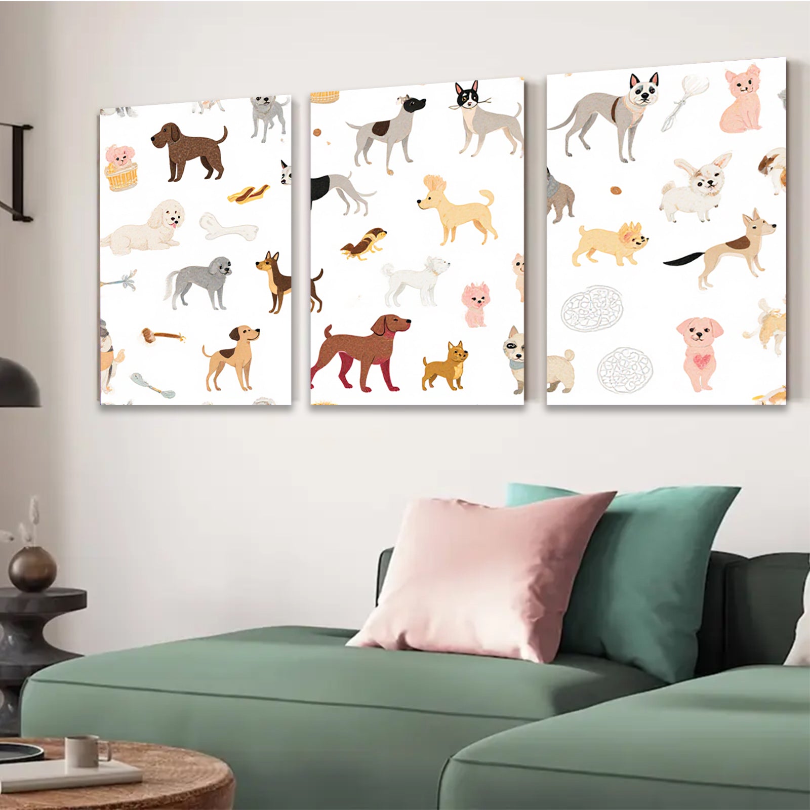 2D flat 1pc playful puppy dog patterns charming wall decor bedroom living room farmhouse style modern art canvas prints