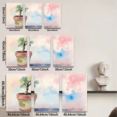 2D flat 1pc potted succulent plant botanical wall art farmhouse decor living room bedroom office gallery wrapped canvas print modern minimalist botanical prints