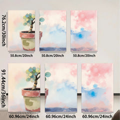 2D flat 1pc potted succulent plant botanical wall art farmhouse decor living room bedroom office gallery wrapped canvas print modern minimalist botanical prints