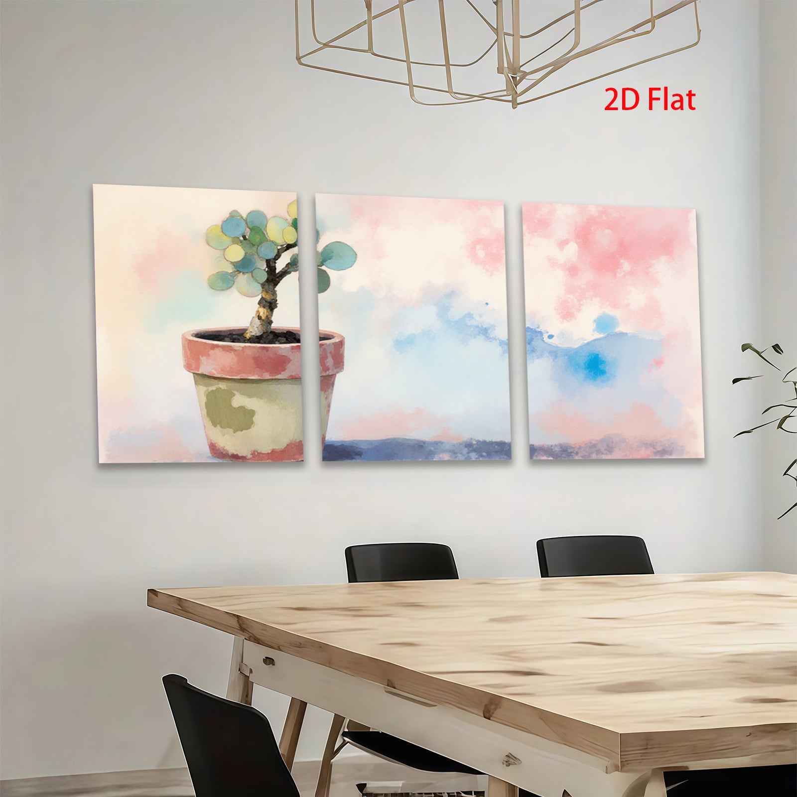 2D flat 1pc potted succulent plant botanical wall art farmhouse decor living room bedroom office gallery wrapped canvas print modern minimalist botanical prints