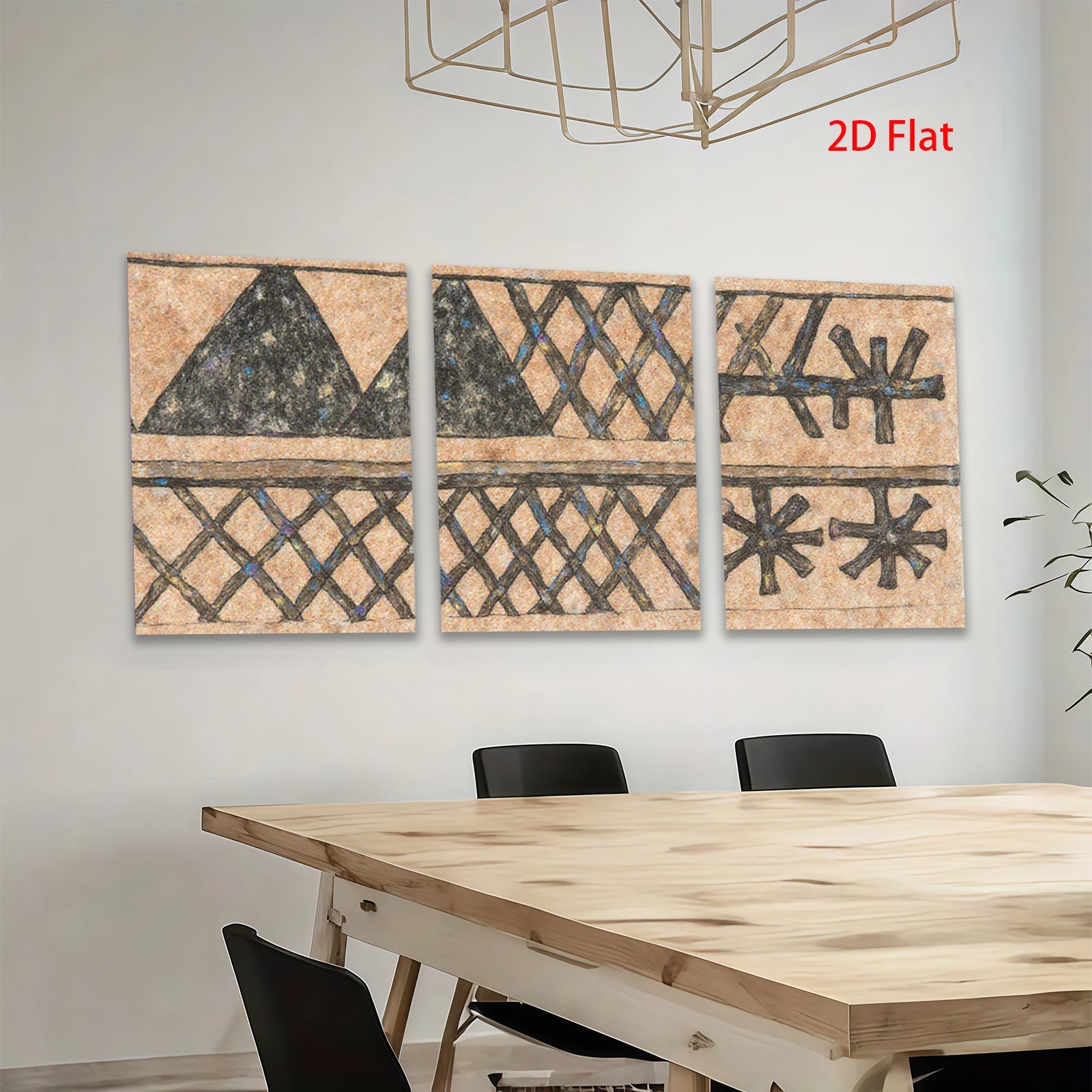2D flat 1pc primitive folk art geometric pattern wall decor farmhouse rustic living room bedroom gallery wrapped canvas print modern minimalist statement piece