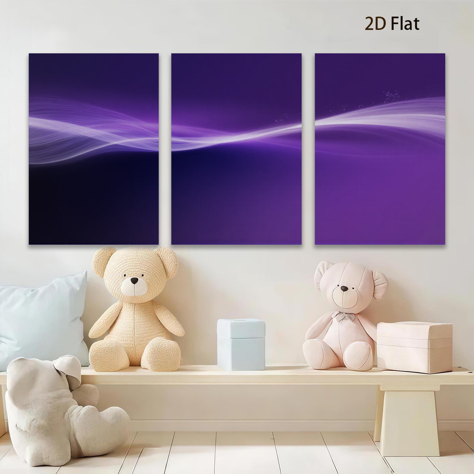 2D flat 1pc purple abstract waves modern wall art decor living room bedroom canvas prints gallery wrapped farmhouse style inspirational minimalist art