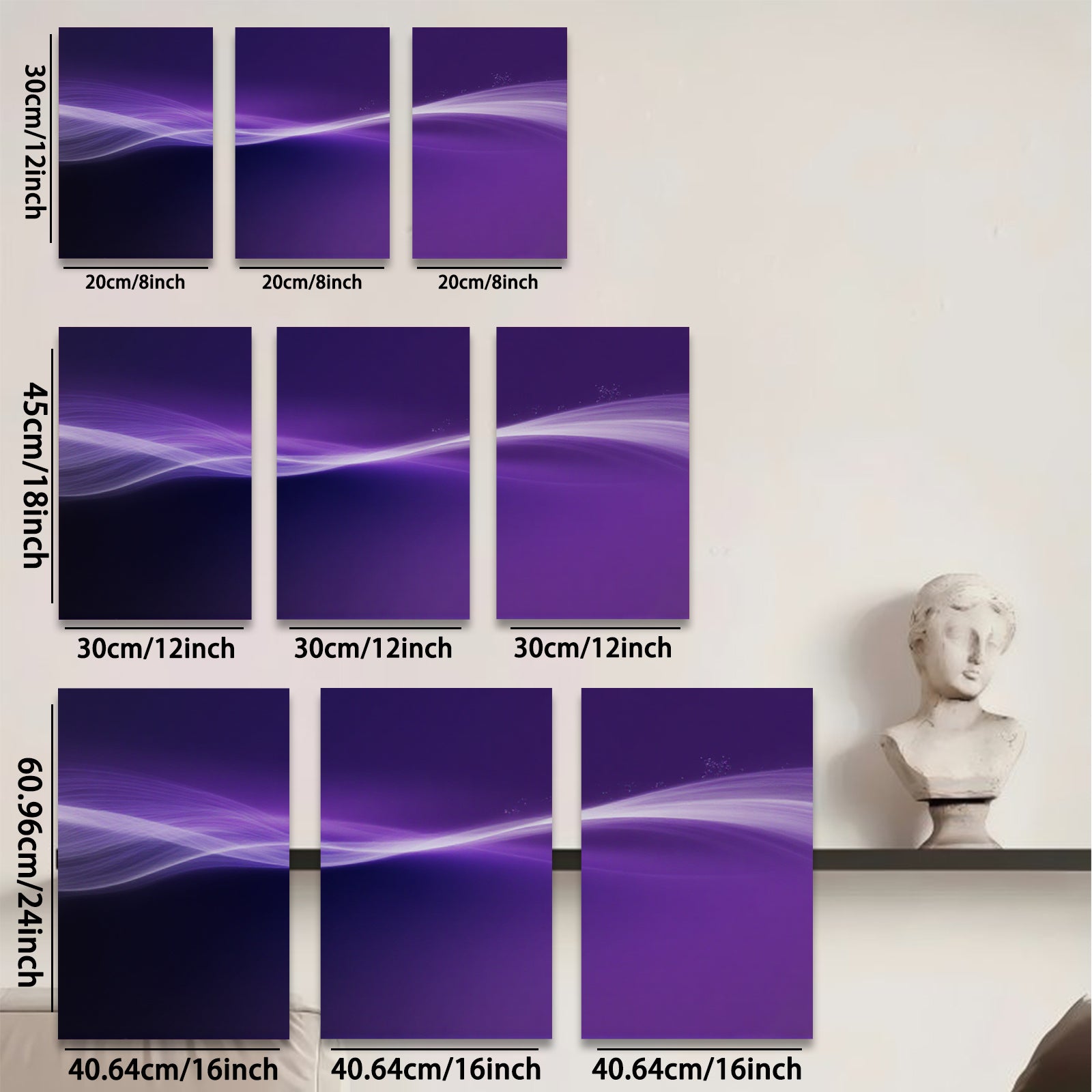 2D flat 1pc purple abstract waves modern wall art decor living room bedroom canvas prints gallery wrapped farmhouse style inspirational minimalist art