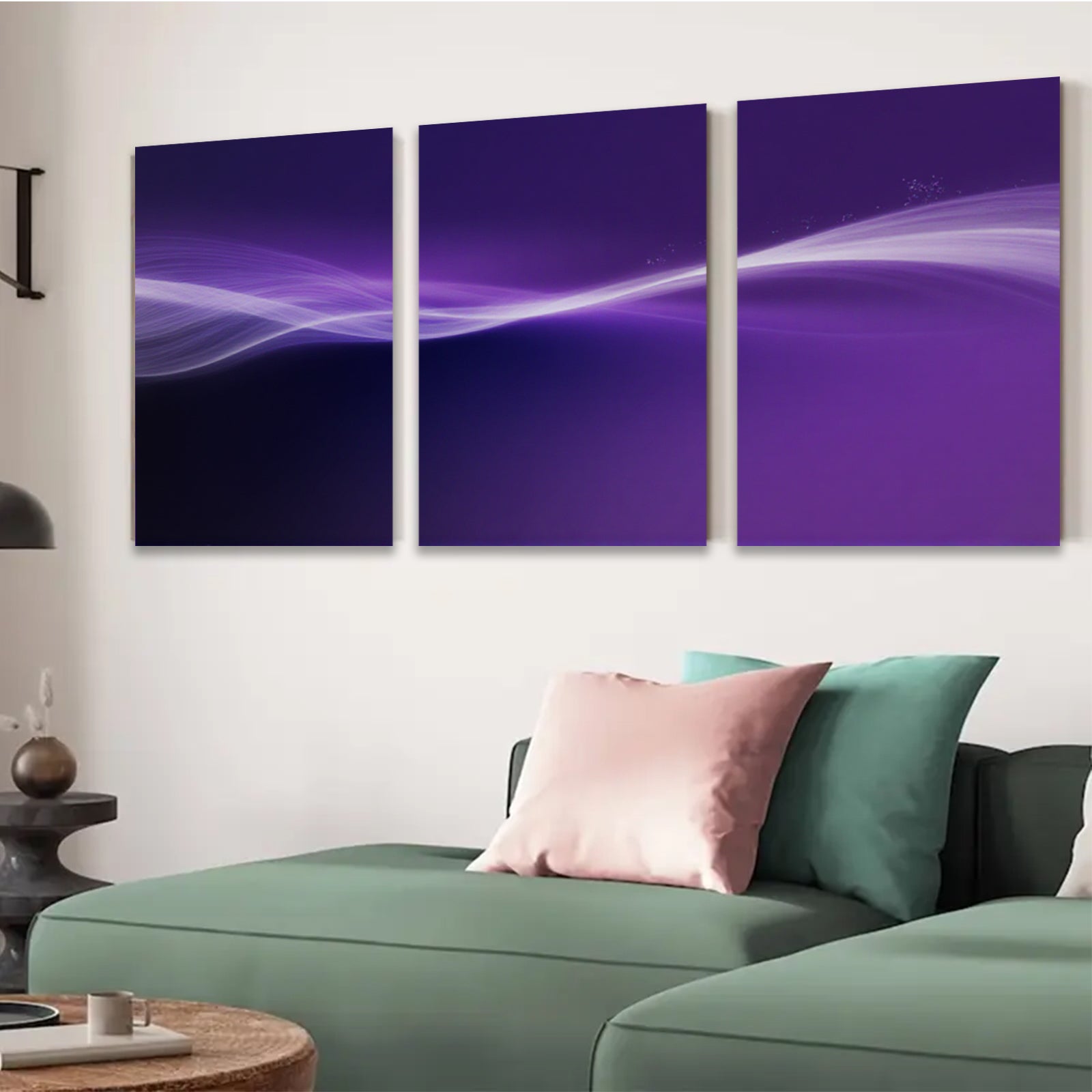 2D flat 1pc purple abstract waves modern wall art decor living room bedroom canvas prints gallery wrapped farmhouse style inspirational minimalist art