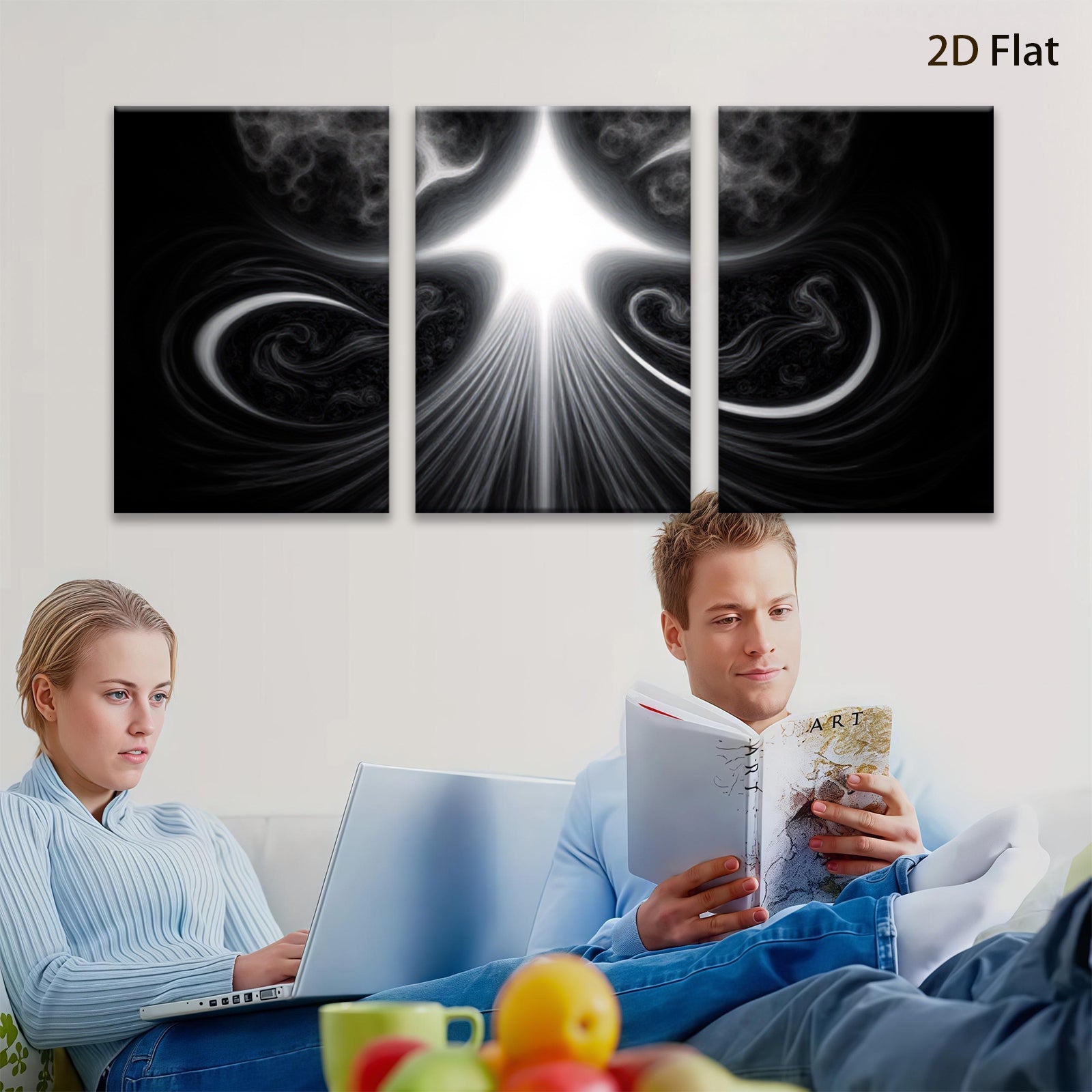 2D flat 1pc radiant cosmic burst abstract wall art for living room bedroom gallery wrapped canvas modern farmhouse decor trending now bestseller