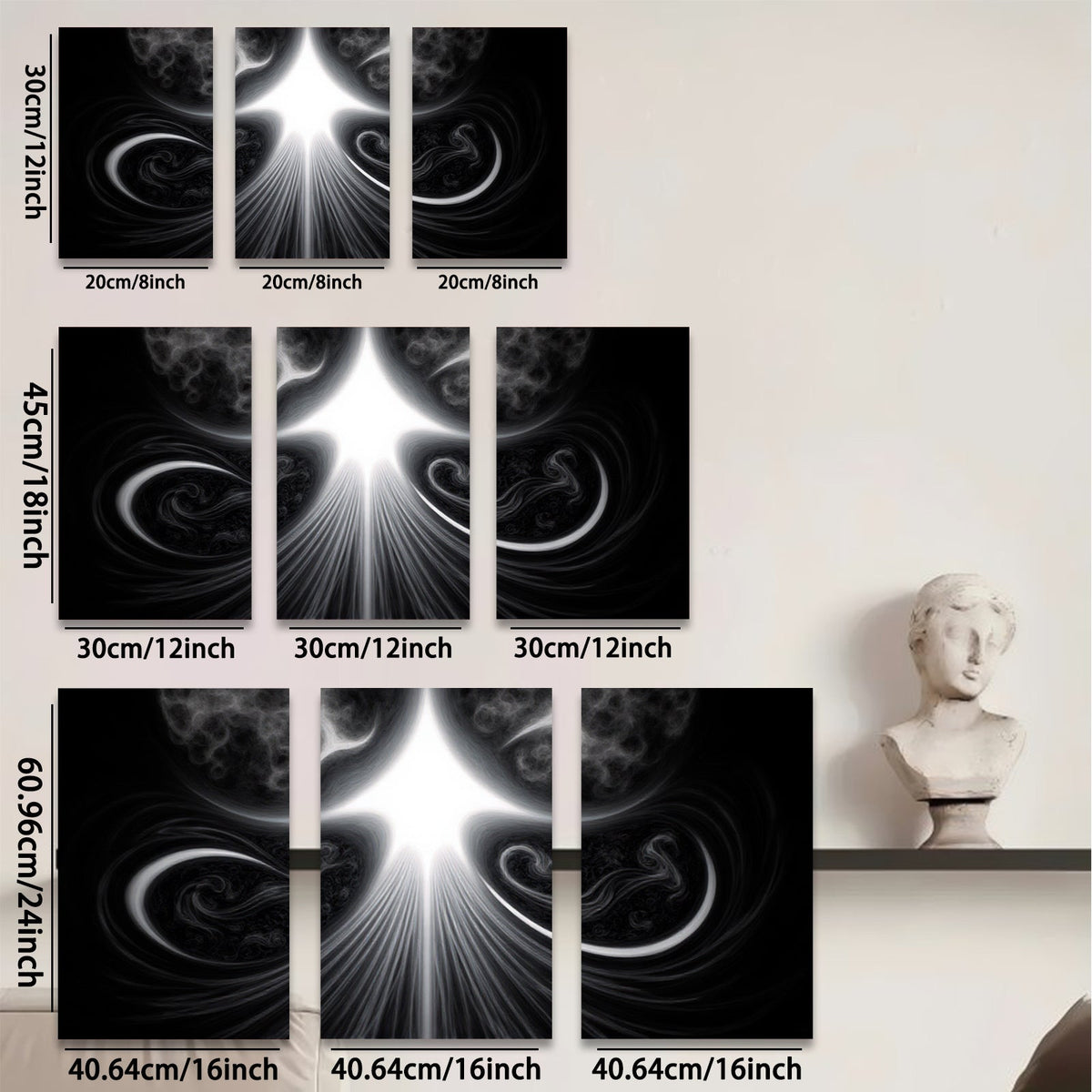 2D flat 1pc radiant cosmic burst abstract wall art for living room bedroom gallery wrapped canvas modern farmhouse decor trending now bestseller