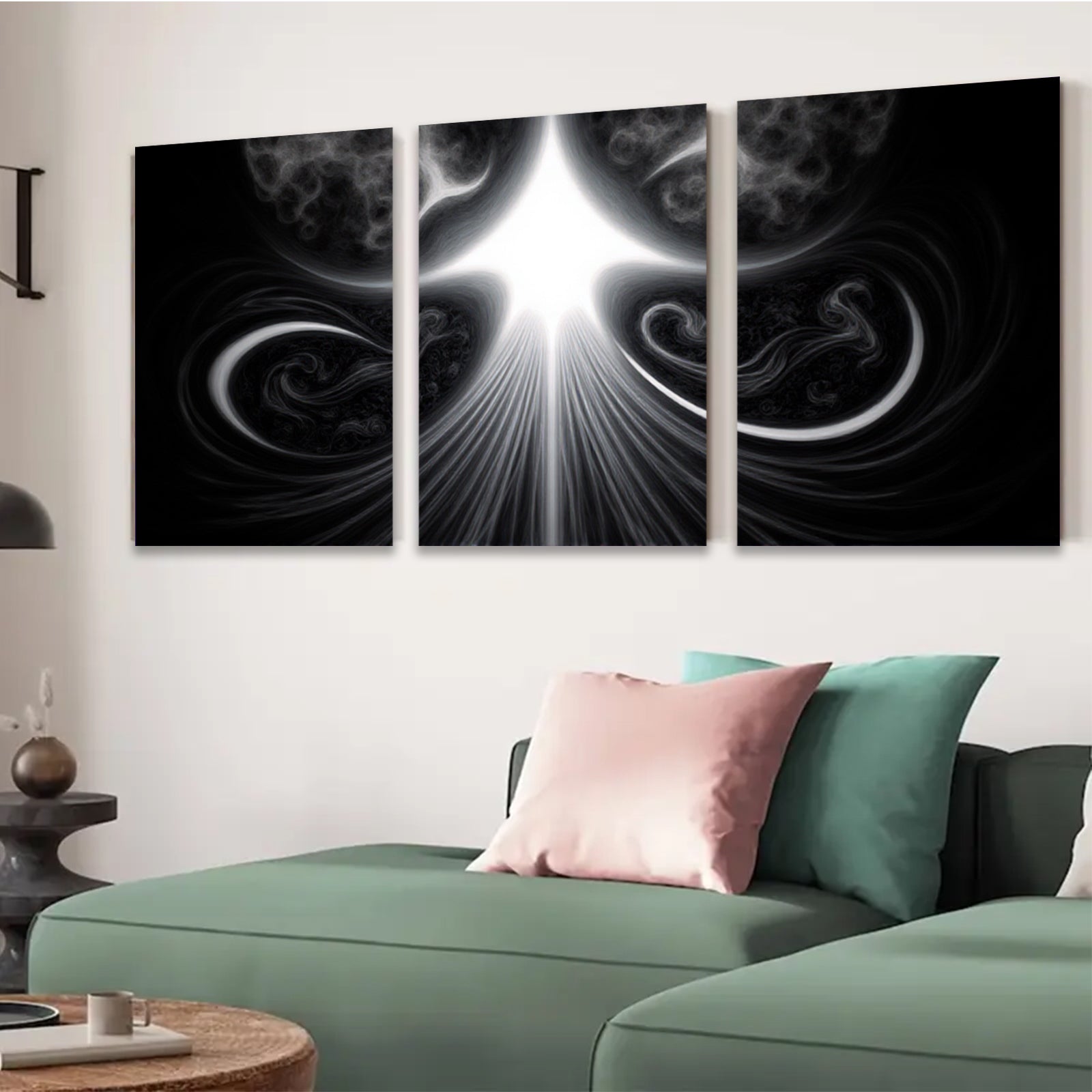 2D flat 1pc radiant cosmic burst abstract wall art for living room bedroom gallery wrapped canvas modern farmhouse decor trending now bestseller