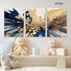 2D flat 1pc radiant gold bloom abstract wall art modern farmhouse dining room bedroom living room decor gallery wrapped canvas prints ready to hang large size