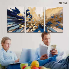 2D flat 1pc radiant gold bloom abstract wall art modern farmhouse dining room bedroom living room decor gallery wrapped canvas prints ready to hang large size