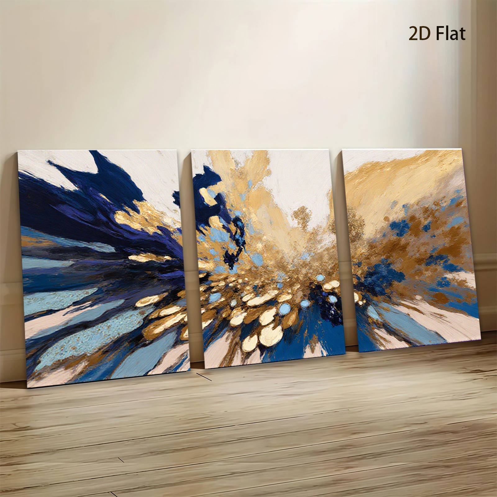 2D flat 1pc radiant gold bloom abstract wall art modern farmhouse dining room bedroom living room decor gallery wrapped canvas prints ready to hang large size